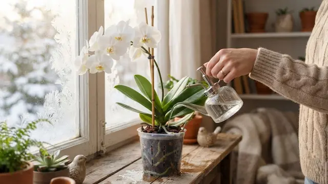 how often to water orchid in winter