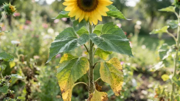 why are my sunflower leaves turning yellow