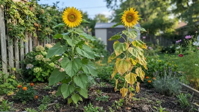 sunflower leaf yellowing