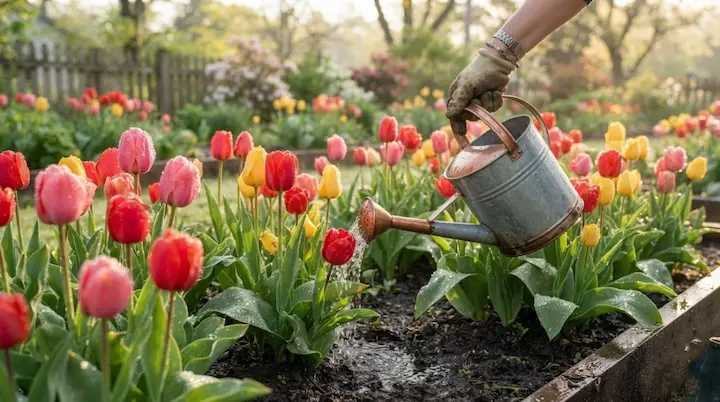 how often to water tulips