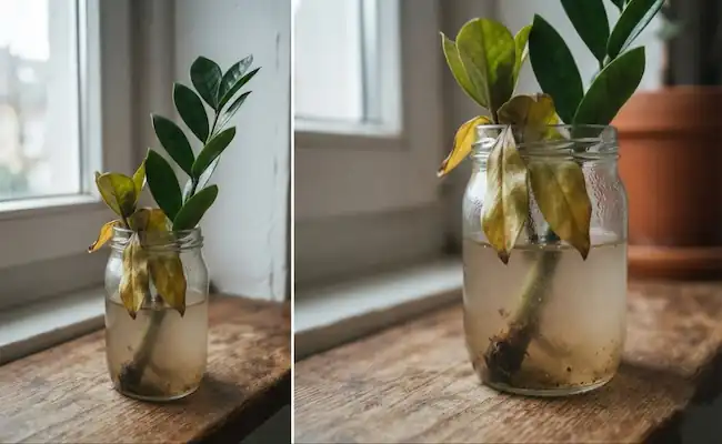 ZZ Plant Water Propagation: Leaf & Stem Method Guide 4 growing zz plant in water