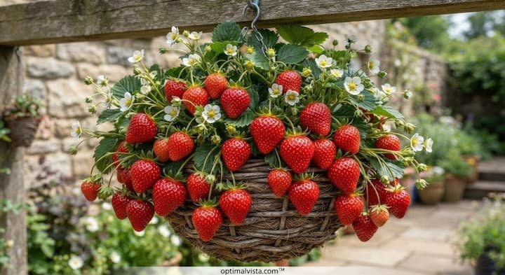 growing strawberries in hanging baskets