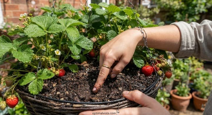 Growing Strawberries in Hanging Baskets: Beginner's Guide 4 hanging basket strawberries
