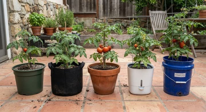 Tomato Pot Gardening: A Backyard and Balcony Guide 2 growing tomatoes in pots